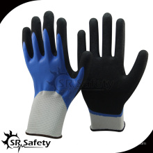 SRSAFETY guantes de nitrilo de trabajo con doble inmersión azul / guante de trabajo